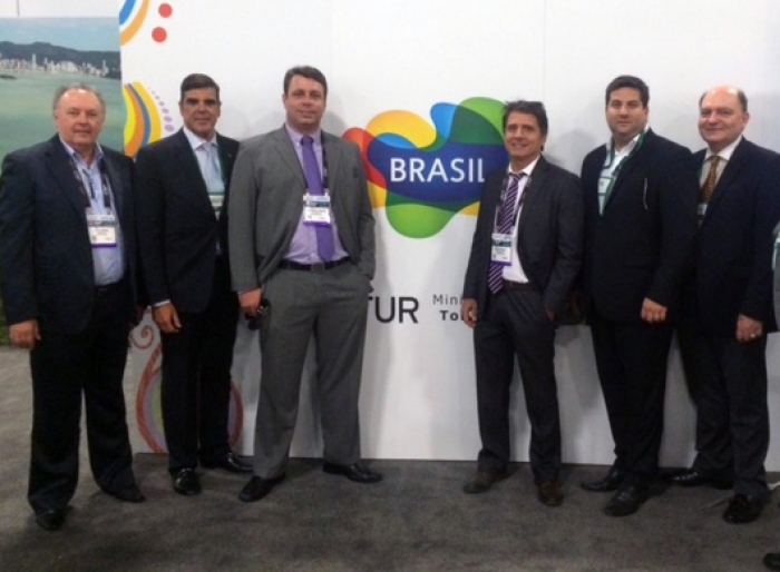 Luis Floriano, do Concais, Marco Lomanto, da Embratur, Alexandre Gomes e Américo Relvas, do Pier Mauá, Vitor Bauab, do M&E, e Miguel Jerônimo, da Embratur Luis Floriano, do Concais, Marco Lomanto, da Embratur, Alexandre Gomes e Américo Relvas, do Pier Mauá, Vitor Bauab, do M&E, e Miguel Jerônimo, da Embratur