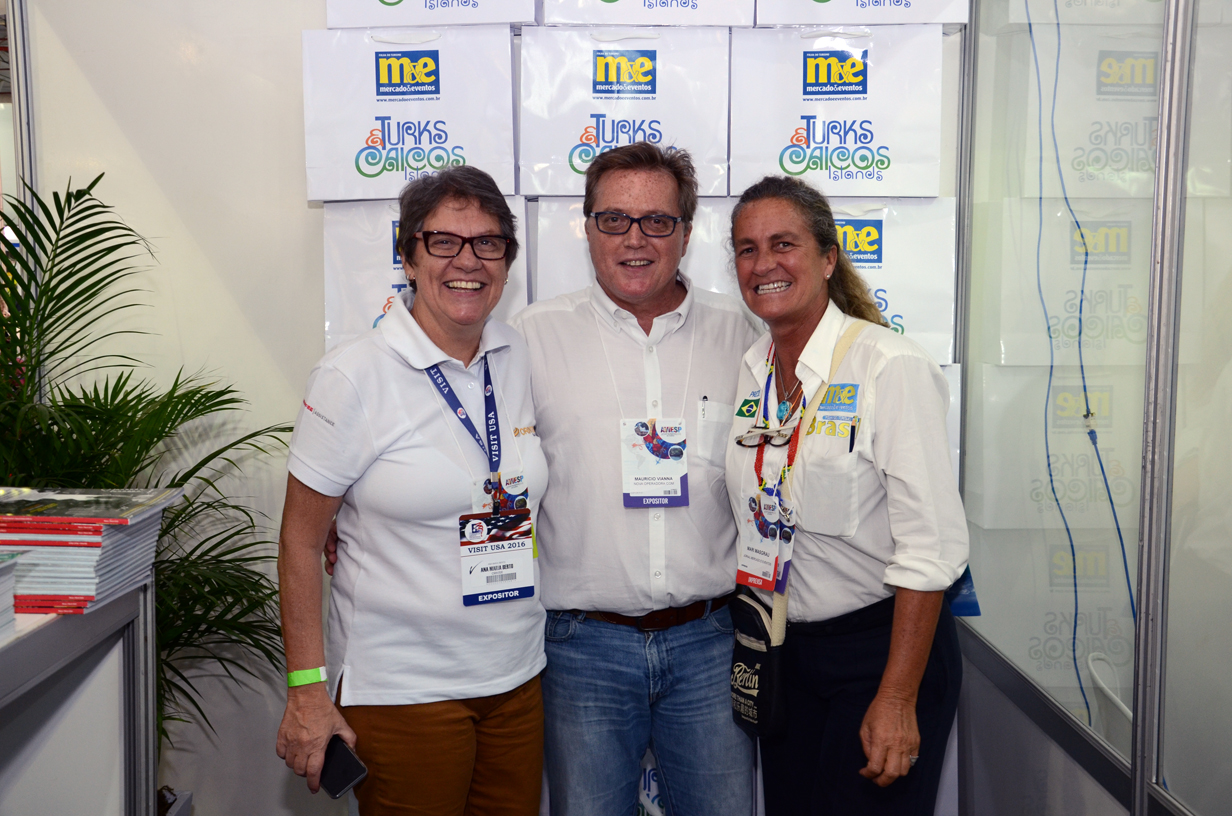 Ana Maria Berto, da Orinter, Mauricio Vianna, de Turks e Caicos, e Mari Masgrau, do M&E