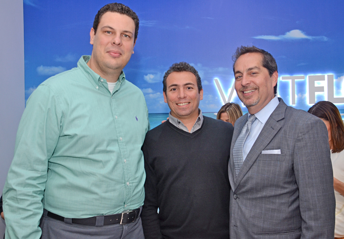 Daniel Brunod e Ricardo Bezerra, da Azul Viagens, e Fernando Harb, do Greater Fort Lauderdale