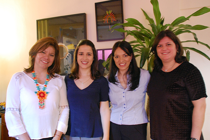 Diana Pavón, da Sectur México, Maíra Belluzzo e Marisa Zamboni, do Palace Resorts, e Marli Siqueira, da AeroMexico Diana Pavón, da Sectur México, Maíra Belluzzo e Marisa Zamboni, do Palace Resorts, e Marli Siqueira, da AeroMexico