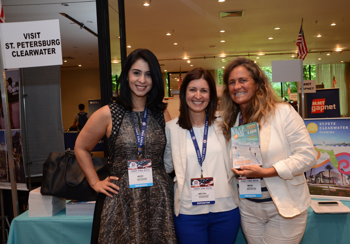Luciana Fernandes, do M&E, Andrea Gabel, do Visit ST. Petersbur Clearwater, e Mari Masgrau, do M&E Luciana Fernandes, do M&E, Andrea Gabel, do Visit ST. Petersbur Clearwater, e Mari Masgrau, do M&E
