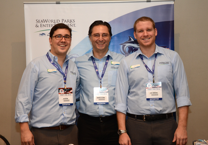 Martim Diniz, Mauricio Alexandre e Felipe Timmerman, do SeaWorld Martim Diniz, Mauricio Alexandre e Felipe Timmerman, do SeaWorld