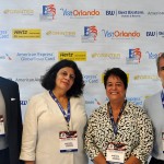 Sérgio Teixeira e Michael Muth, do consulado dos EUA, com Jussara Haddad, do Visit USA, e Cristina Fritsch, da ABAV-RJ