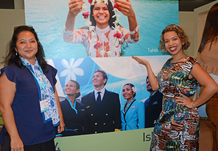 Beli Ou Wen, do Turismo do Tahiti, e Amanda Barbosa, da Atout France Beli Ou Wen, do Turismo do Tahiti, e Amanda Barbosa, da Atout France