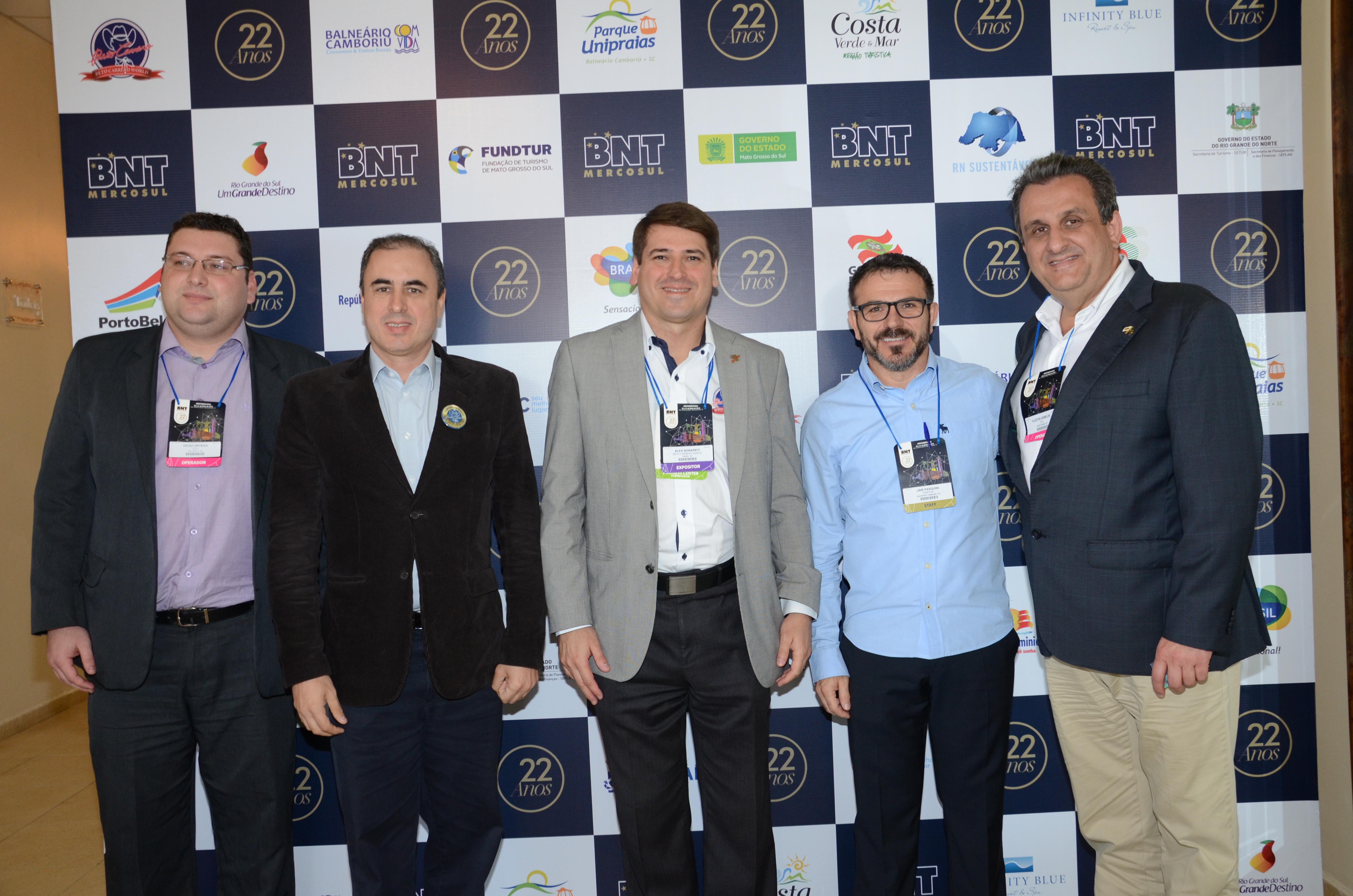 Diego Ortega e Fernando Del Cistia, da CVC, Alex Bonaret, do Beto Carrero World, Jair Pasquini, da BNT, e Clayton Armelin, da CVC