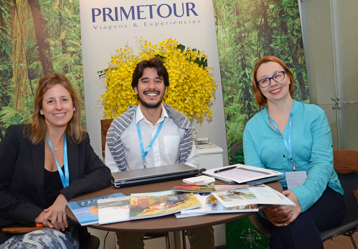 Fernanda Gouvêa, Fernando Nishi e Kathia Dinnebier, da Primetour Fernanda Gouvêa, Fernando Nishi e Kathia Dinnebier, da Primetour