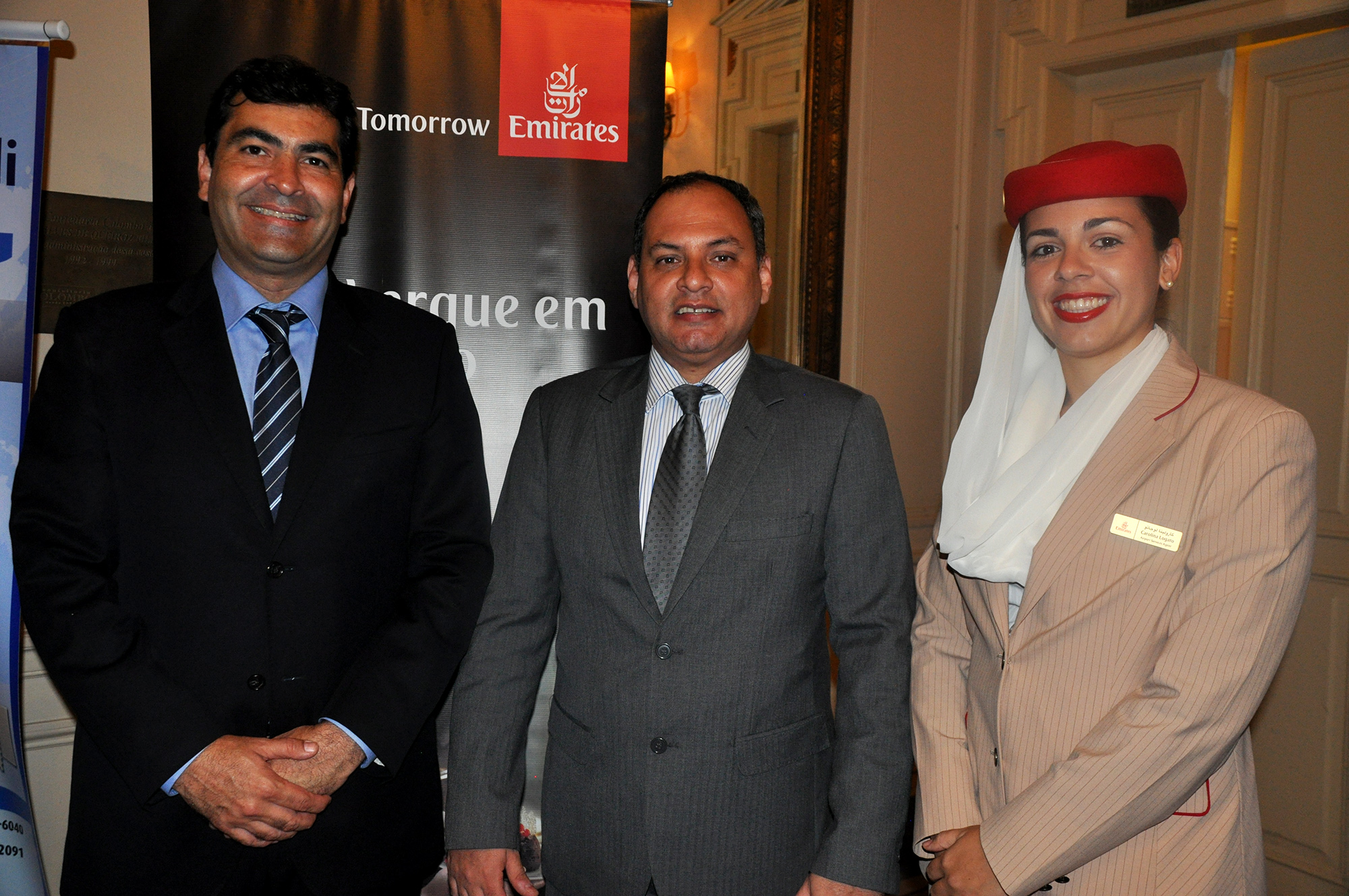 Rodrigo Galvão, Marcelo Abreu e Carolina Logato, da Emirates Airline Rodrigo Galvão, Marcelo Abreu e Carolina Logato, da Emirates Airline