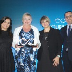 Meire Medeiros, da MM Eventos, com Rosângela Morales, Angela Figueiredo e Nilson Bernal, da Rede Bourbon