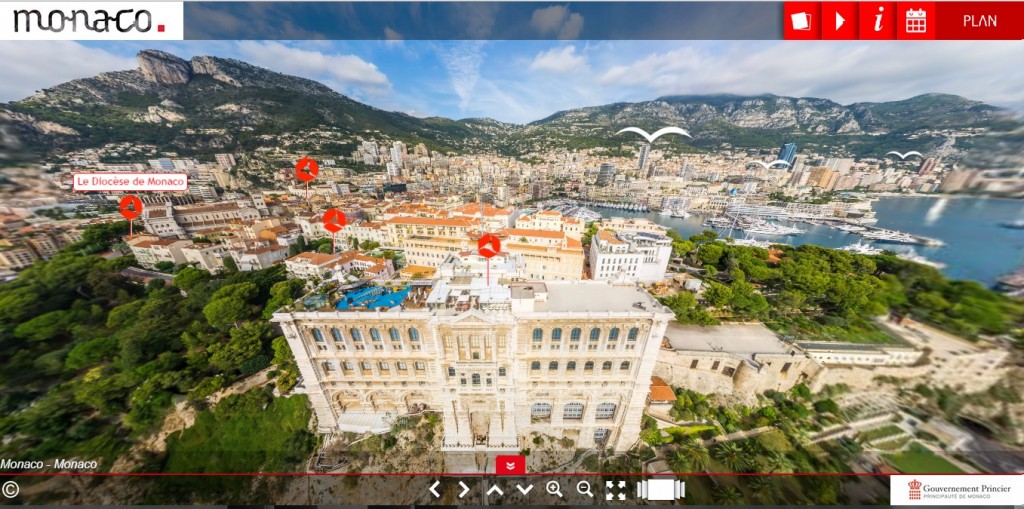 No site de Mônaco é possível fazer um tour 360º por alguns atrativos do destino
