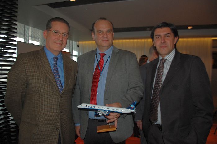 Hadil da Rocha-Vianna, embaixador do Brasil no Uruguai, Pellegrino, e Fernando Cattivelli, presidente da Câmara de Comércio Uruguaia-Brasileira
