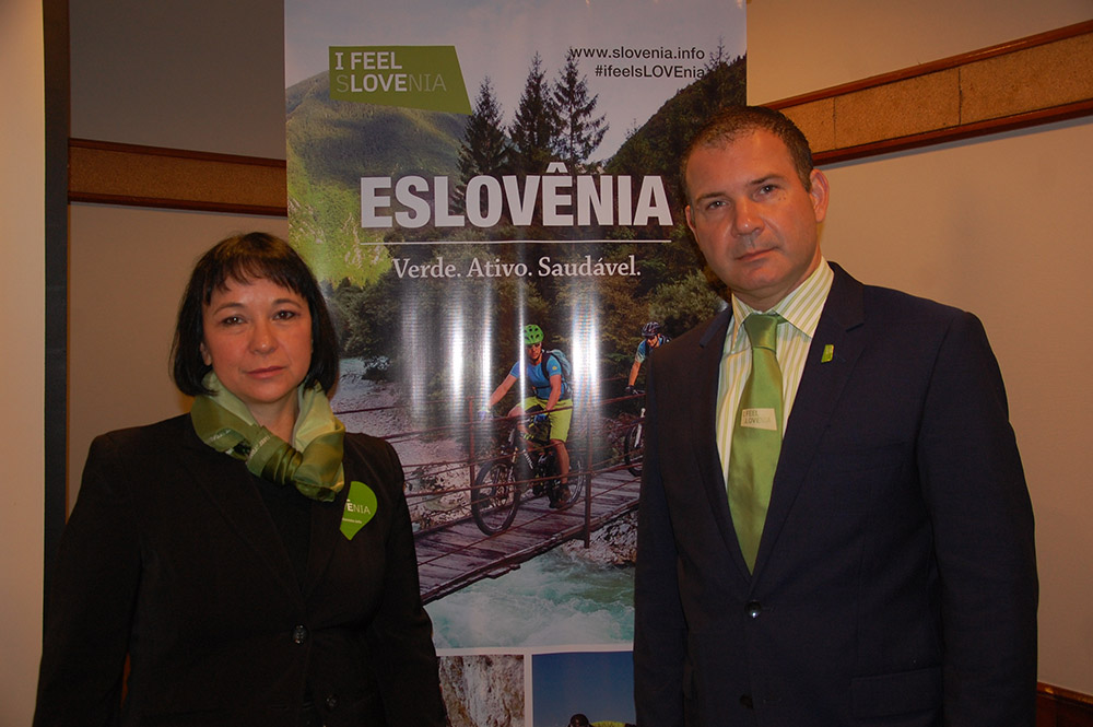 A ministra Kristina Radej e o embaixador Alain Bergant A ministra Kristina Radej e o embaixador Alain Bergant
