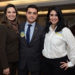Alline Araújo e Leandro Santos, do Ouro Minas Palace Hotel, com Luciana Fernandes, do M&E