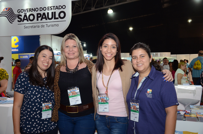 Ana Cristina Clemente, da Setur-SP, Sara Souza, e Andressa Nascimento, do SPCVB, e Fernanda Rocha, da Aprecesp