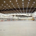 Cada pavilhão tem 13500 metros quadrados de área