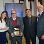 Felipe Oliveira e Vanderlei Folgueral, da LTS, entre Carolina e Altamiro, da SAA