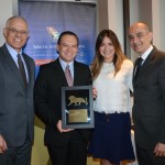 Vivente Pereira Brasil, da CVC, entre Altamiro, Carolina Oriccho e Franklin Gomes, da SAA