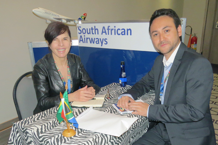 Adriana Subercaseaux, da South African Airways, e Rodrigo Galaz, da Mediterraneo Tour Operator