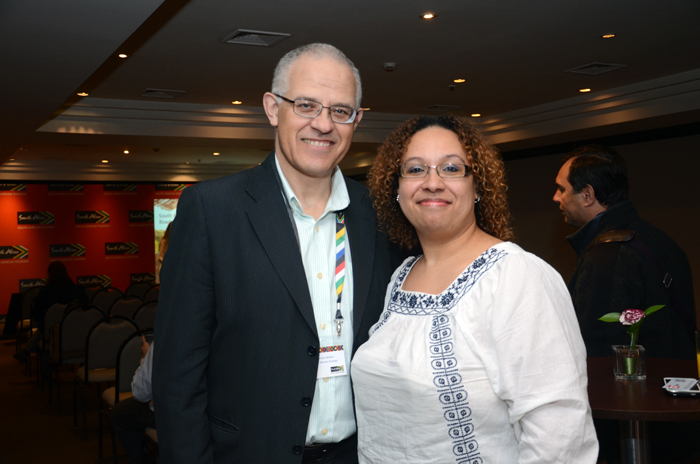 Altamiro Medici, da South African Airways, e Charlene Campbell, da Tsogo Sun