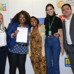 Tatiane Aparecida Guilherme e Claudia Peters, ambas da Osher Turismo. Tatiane ganhou hospedagem do Ceará.