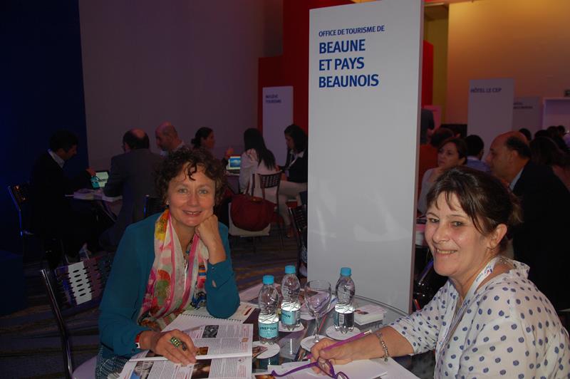 Françoise Bidot, do Escritório de Turismo de Beaune, e Esther Bourqui, da Swiss Corner