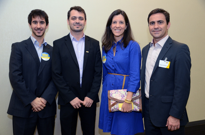 João Pita, do GRU Airport, Paulo Oliveira, da CVC, Anita Stuani, do GRU Airport, e Rogerio Mendes, da CVC João Pita, do GRU Airport, Paulo Oliveira, da CVC, Anita Stuani, do GRU Airport, e Rogerio Mendes, da CVC