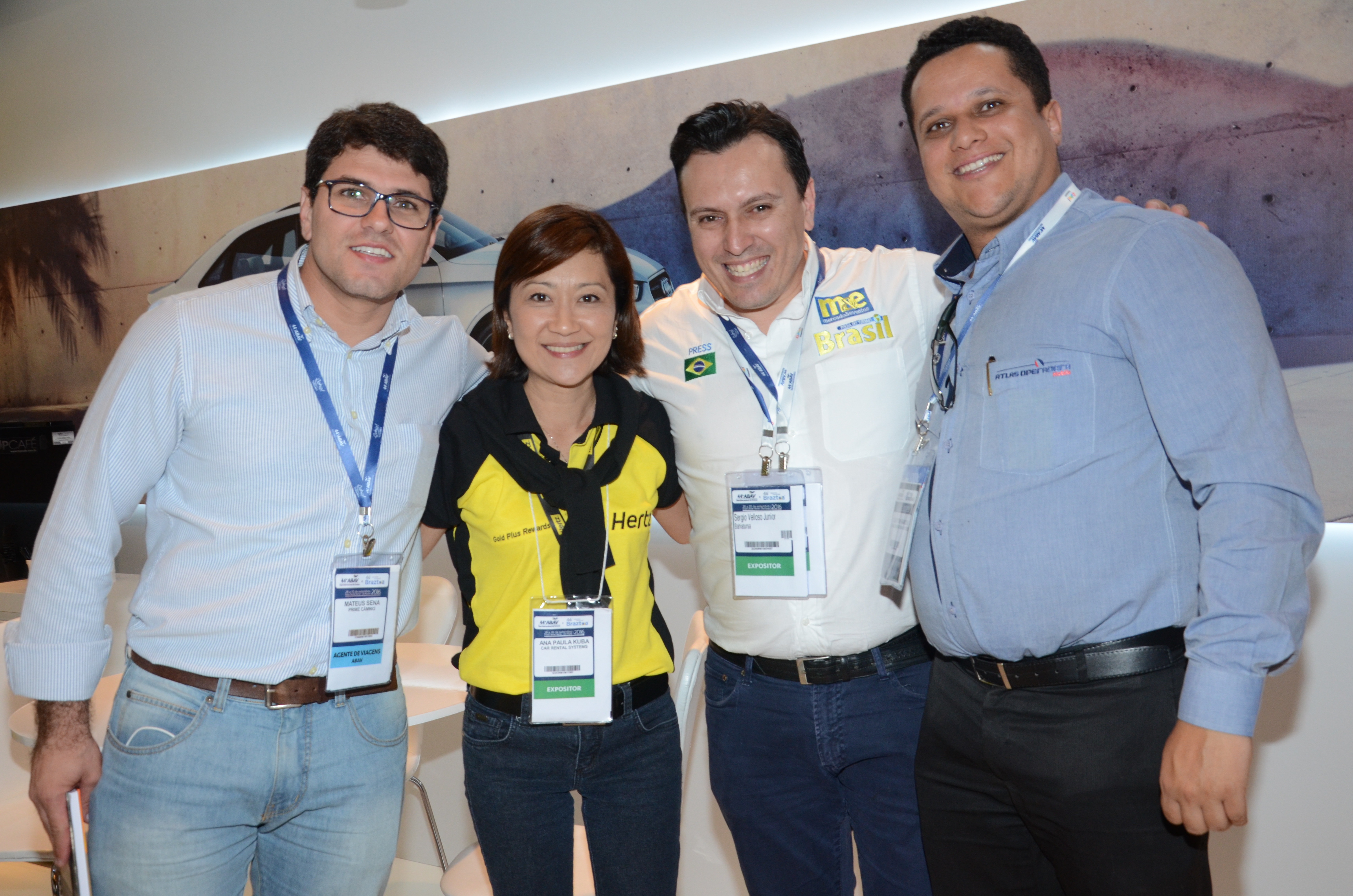 Mateus Sena, da Prime Câmbio, Ana PAula Kuba, da Hertz, Sergio Velloso, do M&E, e Clayton Ramos, da Atlas Operadora