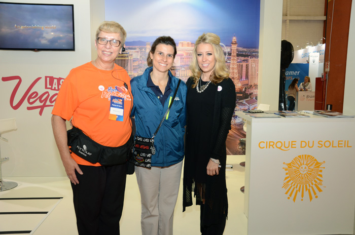 Barbara Picolo, da Flytour, Maria Camila, do turismo de Las Vegas, e Janelle Jacks, do Cirque Du Soleil