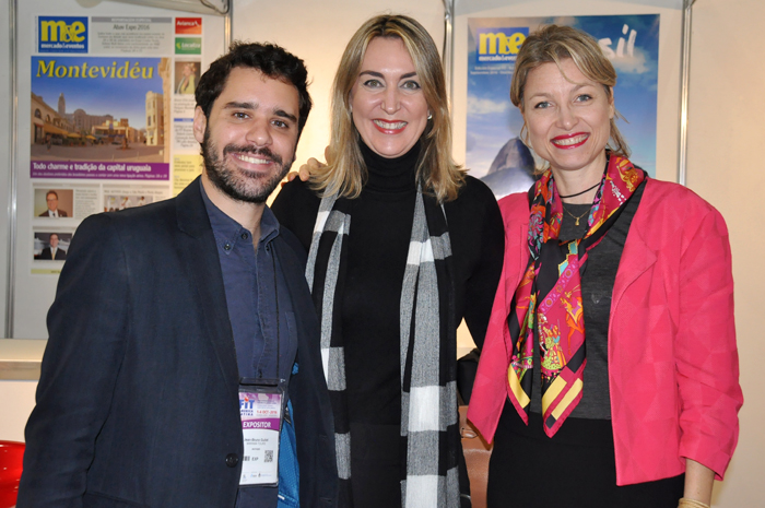 Jean -runo Gillot e Caroline Putnoki, da Cap Amazon, com Luciane Leite, da Reed Exhibitions