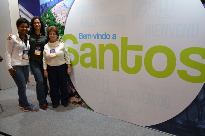 Paola de Deus, do Santos e Região CVB, Sandra Vaz e Renata Globo, da Setur-Santos Paola de Deus, do Santos e Região CVB, Sandra Vaz e Renata Globo, da Setur-Santos