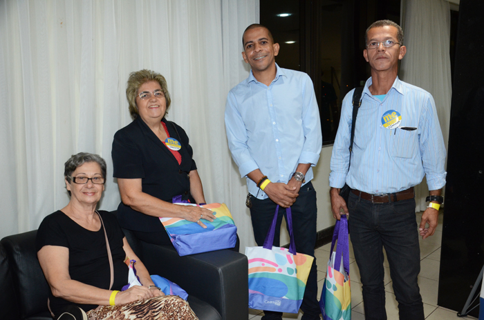 Selma Sundaus, da Sundaus Turismo, Veralúcia Rodrigues, da Travel Cash, Hilton Santana, da HS, e Djalma Domingos, da Girasol Operadora Selma Sundaus, da Sundaus Turismo, Veralúcia Rodrigues, da Travel Cash, Hilton Santana, da HS, e Djalma Domingos, da Girasol Operadora