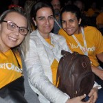 Aline Portela, da CVC, Renata Moreira, da N Destinos & Intercâmbios, e Camila da Silva, da Trade Tours, no Blue Man Group