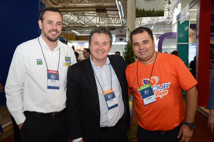 João Taylor, do M&E, Marcelo Oste, da CVC, e Daniel Firmino, da Flytour