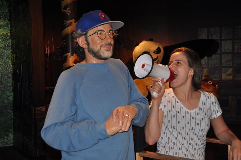 Mayra Jacob, da Viaja Net, aos berros com o diretor Steven Spielberg Mayra Jacob, da Viaja Net, aos berros com o diretor Steven Spielberg