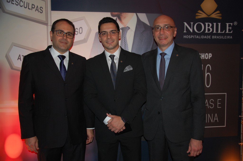 Roberto Bertino, presidente, Rafael Menna, CEO, e Ricardo Pompeu, VP da Nobile Hotéis