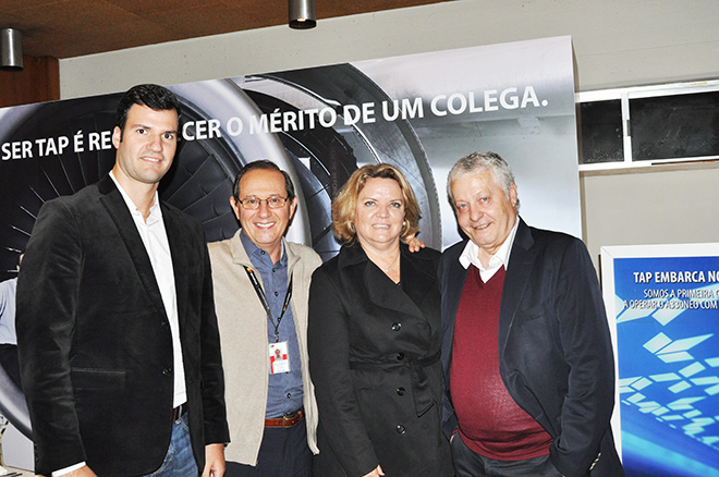Rubens Schwartzman da Abracorp com Luiz Mor, Mario Carvalho e Vera Bueker, da Tap