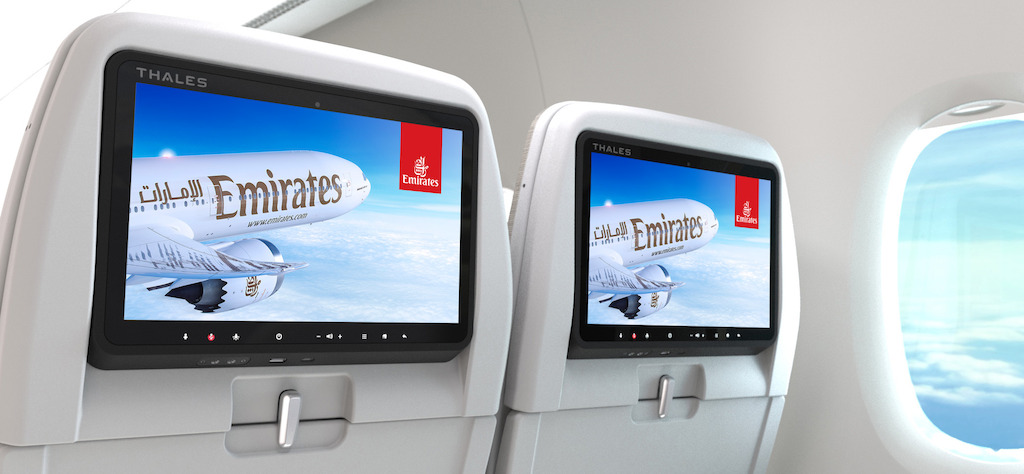 Emirates anunciou o novo sistema de entretenimento de bordo, Thales Emirates anunciou o novo sistema de entretenimento de bordo, Thales