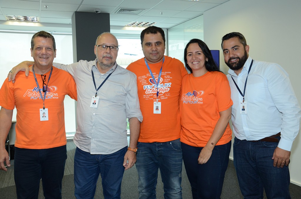 Neto Luz, Ronaldo Faria, Daniel Firmino, Suheila Morales, e Ricardo Batista, da Flytour Neto Luz, Ronaldo Faria, Daniel Firmino, Suheila Morales, e Ricardo Batista, da Flytour