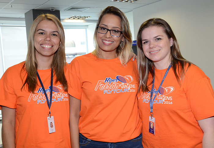 Viviane Miranda, Jordane Fante e Michle Surdi, da Flytour Viviane Miranda, Jordane Fante e Michle Surdi, da Flytour