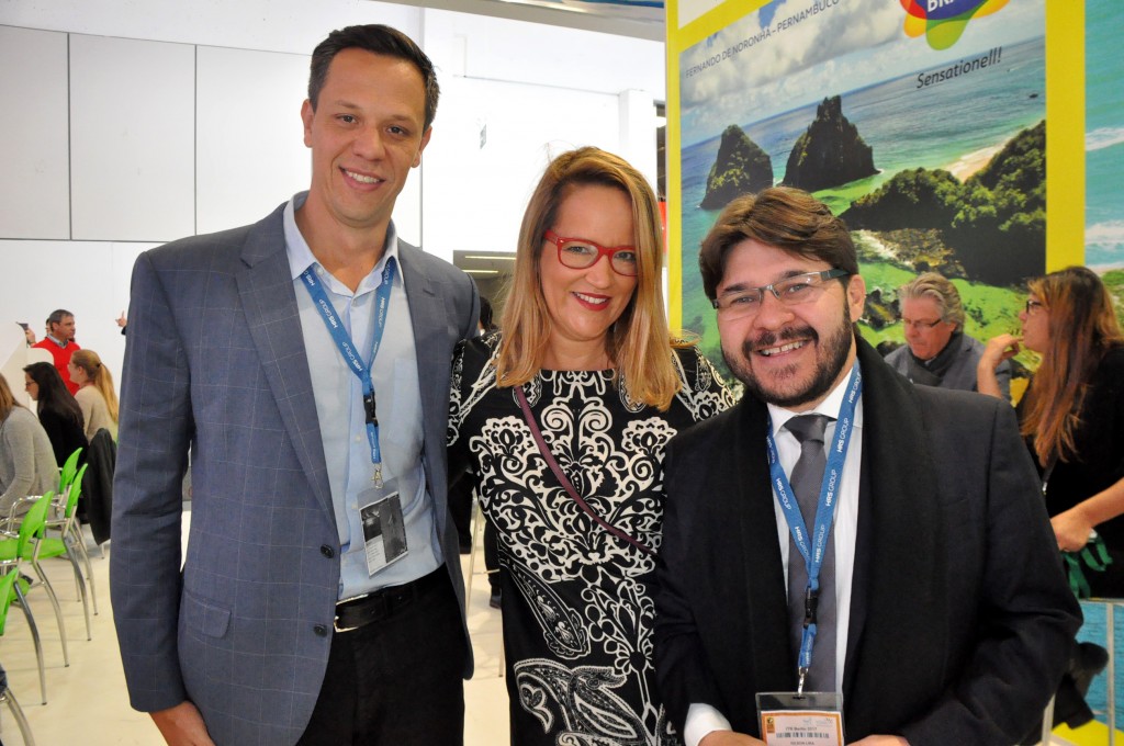 Bruno Reis, do RIOgaleão, Corinna Keller, da CNN, e Gilson Lira, da Embratur