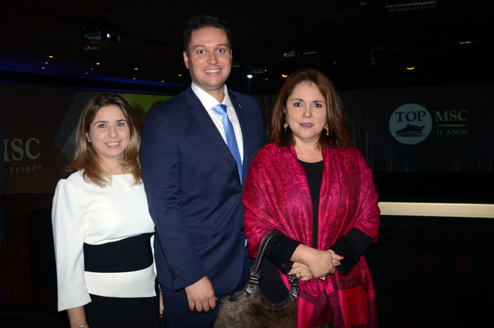 Luciana Quintana, Flavio Lambstain e Márcia Leite, da MSC Luciana Quintana, Flavio Lambstain e Márcia Leite, da MSC