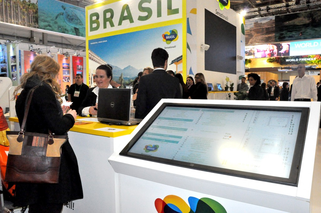 Recepção do estande do Brasil