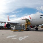 A330-200 da Avianca após o seu primeiro pouso, em Fortaleza (CE)