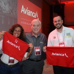 Mari Masgrau e João Taylor, do M&E, com  Ian Gillespie, da Avianca Internacional