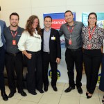 Bruno Giovanni, do RIOgaleão, Rodrigo Ricciardi, da Avianca, Mari Masgrau, do M&E, Rogerio Mendes, da CVC, Rodolfo Aquino e Roberta Carvalho, da Avianca, e Rosa Masgrau, do M&E