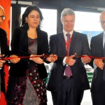 José Efromovich, da Avianca, Javiera Cruz, subsecretária de Turismo do Chile, Nicolas Claude, gerente do Aeroporto, e Jaime Binder, da Junta de Aeronáutica Civil do Chile