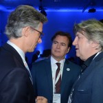 Marco Ferraz e Flávio peruzzi, da Clia Abremar, com Leonel Pavan, secretário de Turismo de Santa Catarina