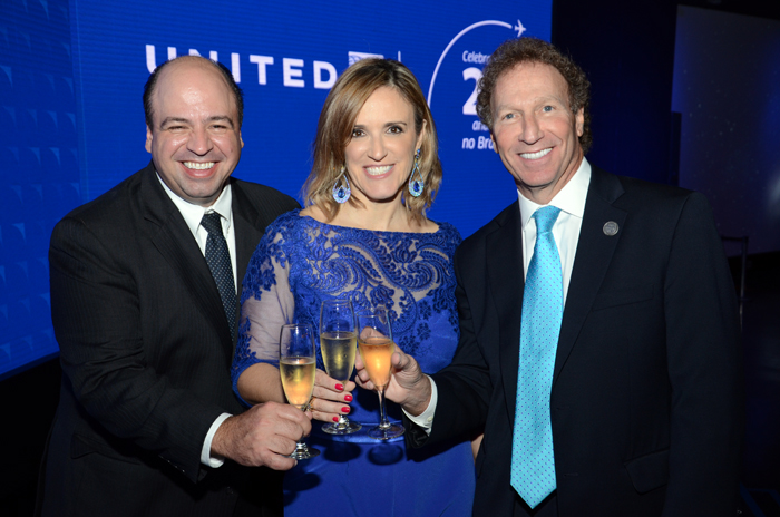 Alex Savic, Lucimar Reis e Dave Hilfman, da United Airlines Alex Savic, Lucimar Reis e Dave Hilfman, da United Airlines