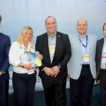 Guilherme Belli, da Embaixada do Brasil, Rosa Masgrau, do M&E, Alberto Cestrone e Luis Calle, do Infinity Blue, e Valdir Walendowsky, presidente da Santur