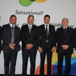 Vinicius Lummertz, da Embratur, os deputados Weverton Rocha, Arthur Lira, Cláudio Cajado e Paulo Azi, e Marx Beltrão do MTur