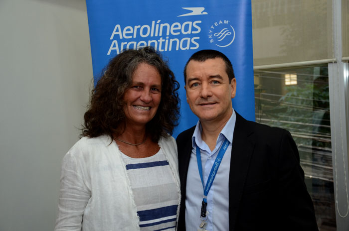 Mari Masgrau, do M&E, e Ivan Blanco, da Aerolíneas Argentinas Mari Masgrau, do M&E, e Ivan Blanco, da Aerolíneas Argentinas